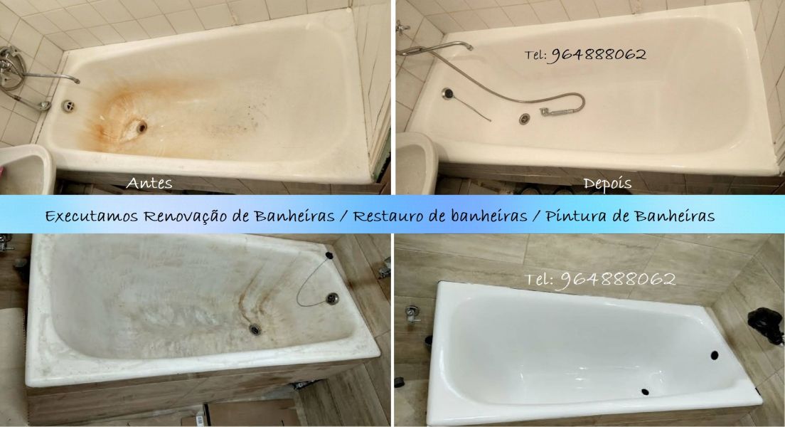 Renovação Banheiras, Restauro de banheiras, Pintura de Banheiras 