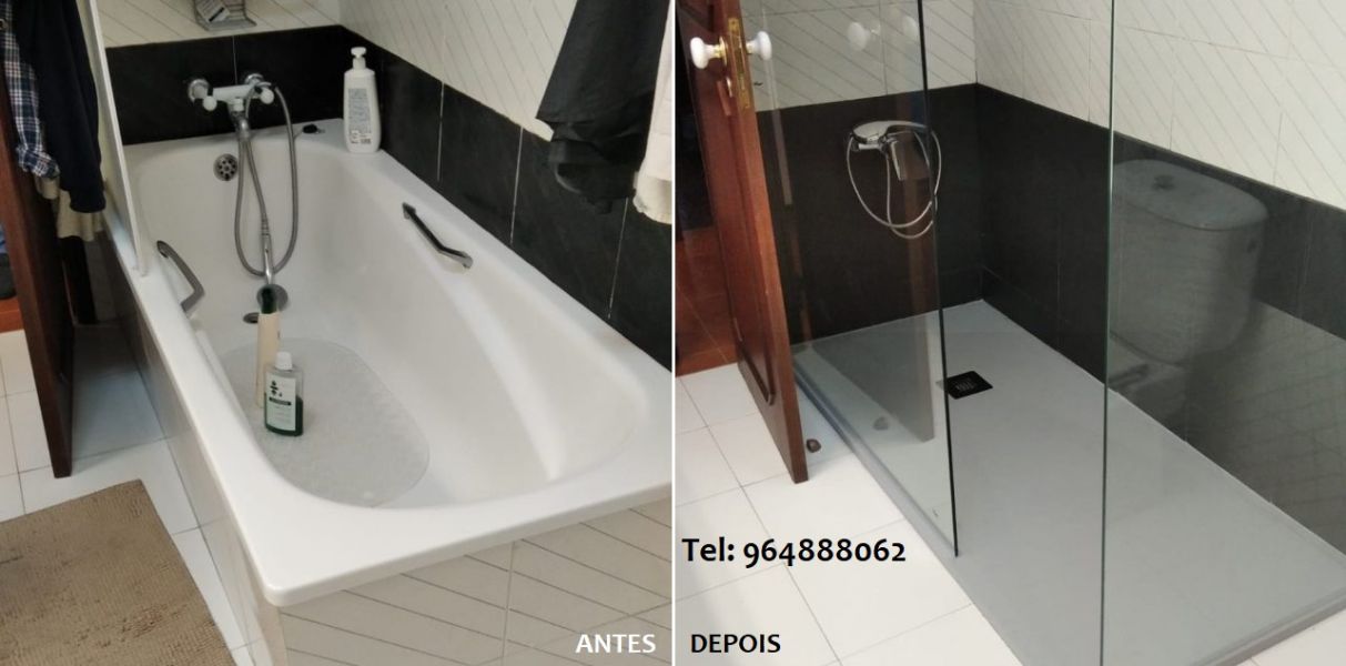 Substituição Banheira por Base de duche.