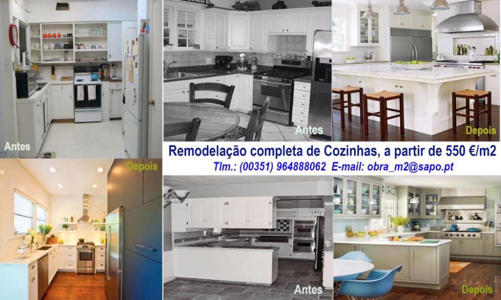 Remodelações de Cozinhas, a partir de 550 €/m2.