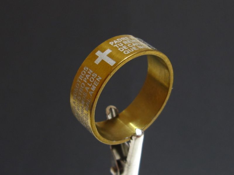 Aliança em aço inox c/ oração da Biblia gravada