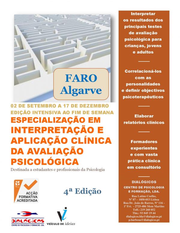 Especialização em Interpretação e Aplicação Clínica da Avaliação Psicológica - 4ª Ed - FARO 
