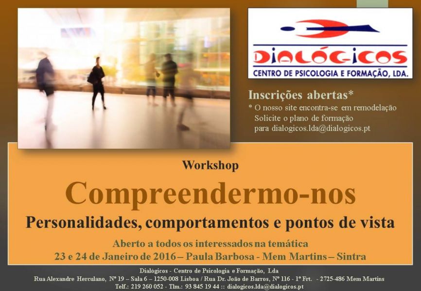 Workshop Compreendermo-nos Personalidades, comportamentos e pontos de vista 