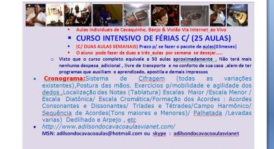 Aulas de Cavaquinho, Banjo & Violão Via Internet 2011