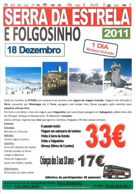 PASSEIO À SERRA DA ESTRELA E FOLGOSINHO - DIA 18-12-2011