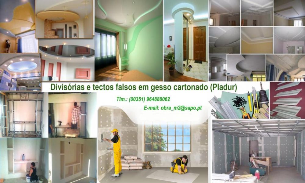 .Divisórias e tectos falsos em gesso cartonado  - pladur