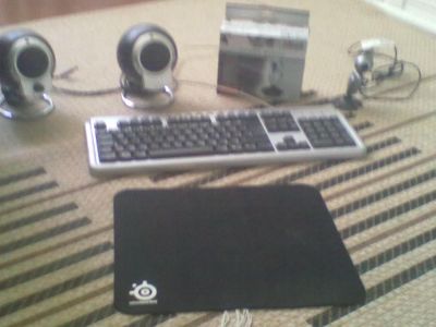 Conjunto - Teclado + Colunas + Tapete Rato Steelseries + Webcam Trust WB-3100p