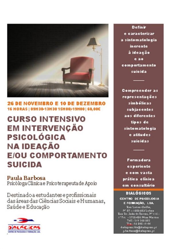 Curso intensivo em intervenção psicológica na ideacção e/ou comportamento suicida