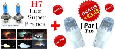 Par de Lampadas Tipo Xenon H1,H4 ou H7 + Grátis Par de Minimos T10 