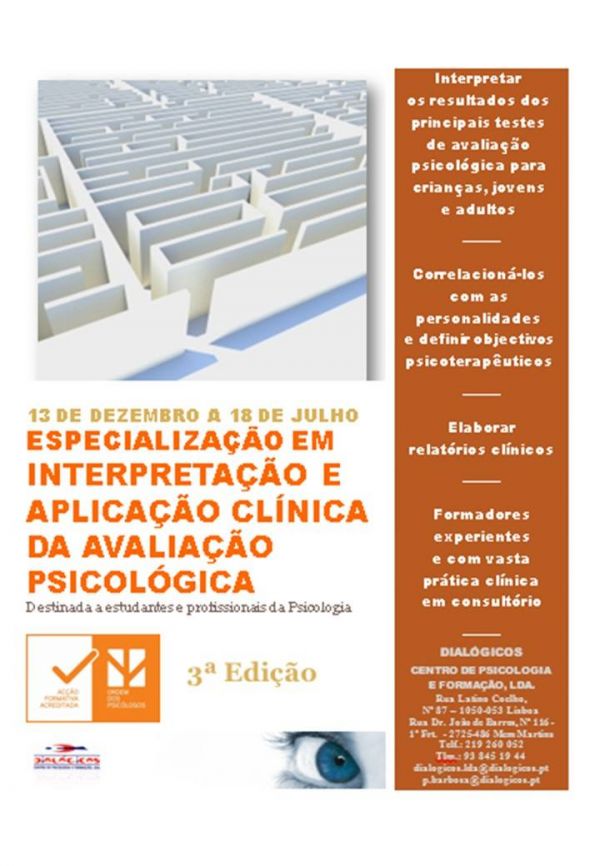 ESPECIALIZAÇÃO EM INTERPRETAÇÃO E APLICAÇÃO CLÍNICA DA AVALIAÇÃO PSICOLÓGICA - 3ª Ed