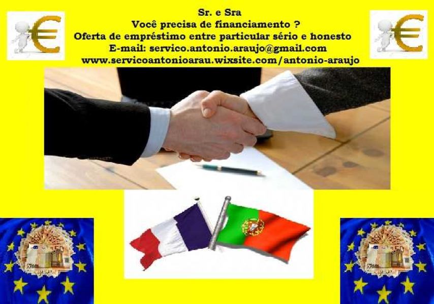 Oferta de empréstimo entre particular sério e honesto e-mail: servico.antonio.araujo@gmail.com
