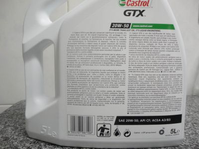 Óleo para clássicos Castrol GTX 20W50 5 litros