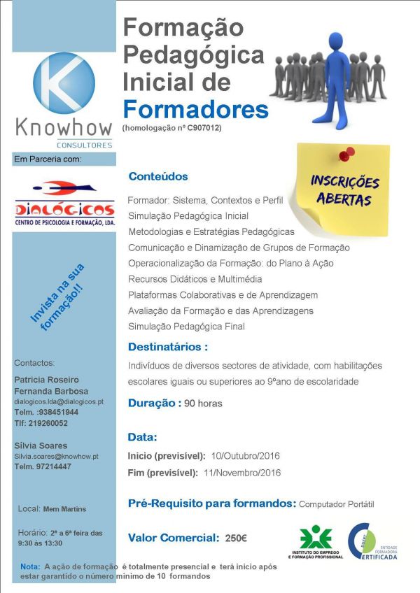 Formação Pedagógica Inicial de Formadores - Outubro - Laboral
