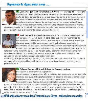 Aulas de Cavaquinho, Banjo & Violão Via Internet 2012 ON LINE 100% ao Vivo e on line 