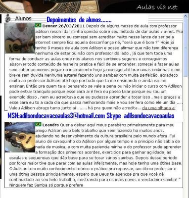 Aulas de Cavaquinho, Banjo & Violão Via Internet 2012 ON LINE 100% ao Vivo e on line 