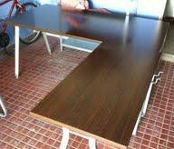 Secretária em L de madeira