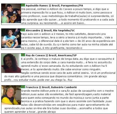 Aulas de Cavaquinho, Banjo & Violão Via Internet 2011