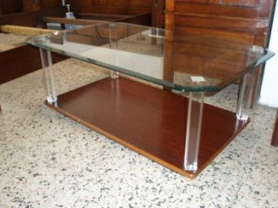 Mesa de Centro com Tampo em Vidro Bisado