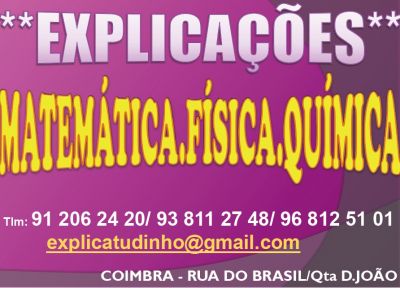 Explicações Matemática Física Química desde 80€