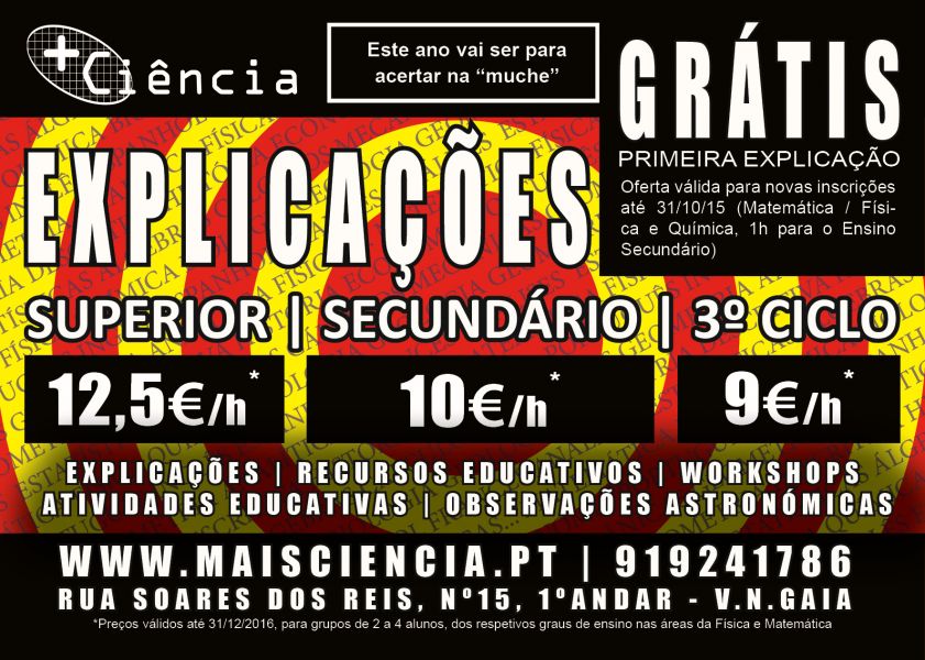 +Ciência - Explicações Secundário / Universidade (Gaia)