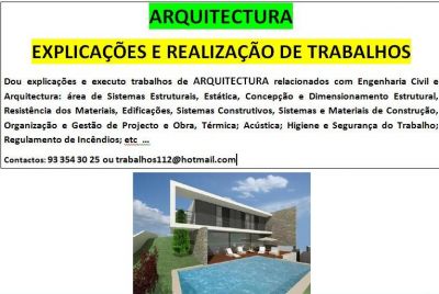 EXPLICAÇÕES E REALIZAÇÃO DE TRABALHOS +ARQUITECTURA E ENGENHARIA CIVIL