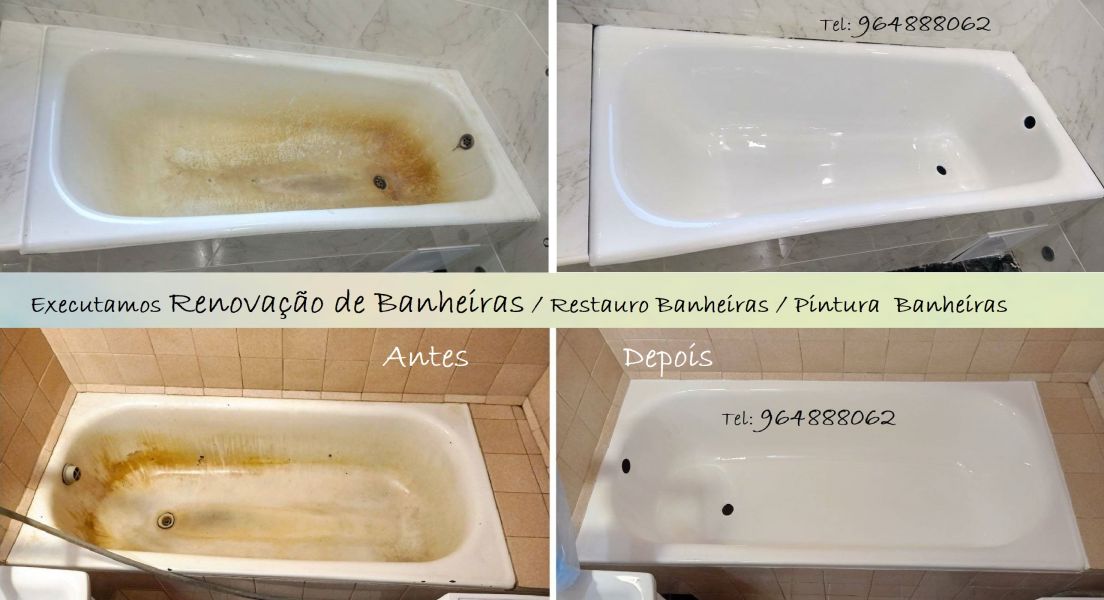 Renovação Banheiras, Restauro de banheiras, Pintura de Banheiras 